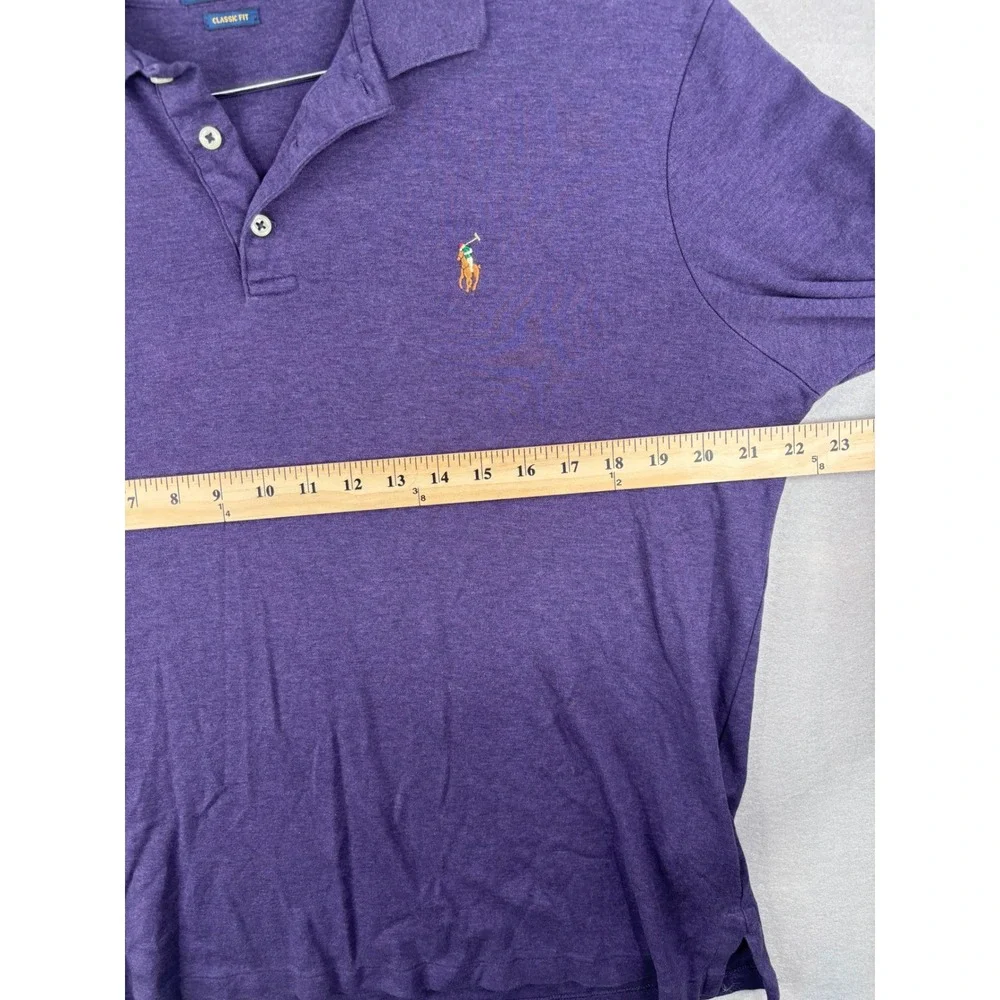 Polo Ralph Lauren Mens Purple Long Sleeve Polo Classic Fit Colored Horseman med
